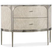 Hooker Furniture Modern Mood 42" Wide Marble Top Oak and Metal Nightstand with Self Closing Drawers Diamond