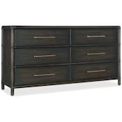 Hooker Furniture Retreat 68" Wide 6 Drawer Wood Dresser with Self Close Black Sand