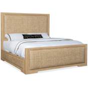 Hooker Furniture Retreat King Cane and Wood Panel Bed Frame with Cane Panel Inserts Dune