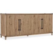 Hooker Furniture Vineyard Row 78" Wide 4 Door Wood and Veneer Media Cabinet with Ventilated Back Panel Sonoma / Rustic Hammered Metal