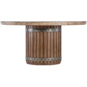 Hooker Furniture Vineyard Row 62" Diameter Resin, Veneer, and Wood Table Sonoma / Napa / Rustic Hammered Metal