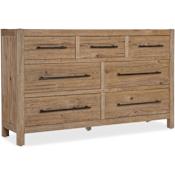 Hooker Furniture Vineyard Row 70" Wide 7 Drawer Hickory and White Oak Wood Storage Furniture with Self-Closing Drawers Sonoma / Rustic Hammered Metal