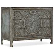 Hooker Furniture La Grange 45" Wide 3 Drawer Pecan Veneer Dresser Blue Bonnet