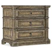 Hooker Furniture Jefferson 34" Wide Rustic Texas Ranch 3 Drawer Nightstand from La Grange Washed Medium
