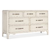 Hooker Furniture Americana 68" Wide 7 Drawer Cedar and Oak Dresser Daisy / Antique Bronze