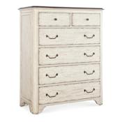 Hooker Furniture Americana 46" Wide 6 Drawer Oak Dresser Daisy / Antique Bronze