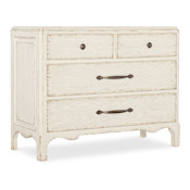 Hooker Furniture Americana 46" Wide 4 Drawer Oak Dresser Daisy / Antique Bronze