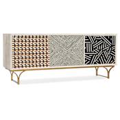 Hooker Furniture Commerce and Market 72" Wide Three Door Mango Wood TV Stand Black / White / Bone