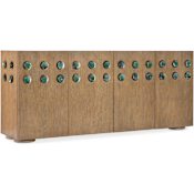 Hooker Furniture Commerce and Market 80" Wide Oak Wood TV Stand Light Natural Oak / Green Ceramic