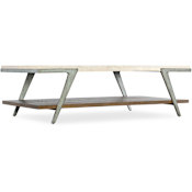 Hooker Furniture Boomerang 31" Wide Marble Top Metal and Oak Coffee Table Medium Wood