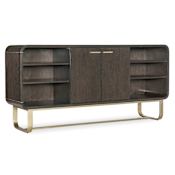 Hooker Furniture Commerce and Market 74" Wide Metal and Oak Accent Cabinet Dark Wood / Gold