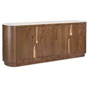 Hooker Furniture Eleana 82" Wide Walnut Wood TV Stand Light Caramel / Sunlight Bronze / Beige