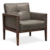 Hooker Furniture Carverdale 31" Wide Wood Framed Leather Upholstered Arm Chair Maddie Gray