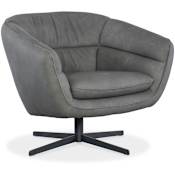Hooker Furniture Mina 32" Wide Wood Framed Leather Accent Swivel Chair Buckskin Dark Gray
