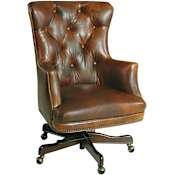 Hooker Furniture Adjustable Height Leather Office Chair from the Bradley Collection Dark Walnut
