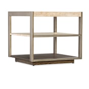 Hooker Furniture Hammon 24" Wide Square Marble Top Metal, White Oak End Table Medium Oak / Champagne / Marble