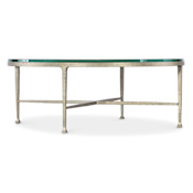 Hooker Furniture Cora 42" Diameter Glass Top Iron Coffee Table Champagne / Silver /Gold