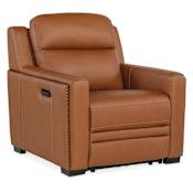 Hooker Furniture McKinley 39" Wide Leather Power Recliner with Power Headrest and Lumbar Brown