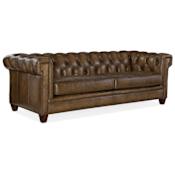 Hooker Furniture Chester 95" Wide Hardwood and Leather Sofa Dark Walnut