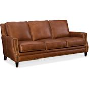 Hooker Furniture 83 Inch Wide Leather Sofa from the Exton Collection Old English Saddle
