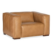 Hooker Furniture Maria 52" Wide Leather Accent Chair Zen Caramel / Dark Wood