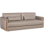 Hooker Furniture Meridian 91" Wide Leather Sofa with Lumbar Pillows Miami Truffle / Light Wood