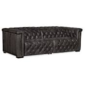 Hooker Furniture Savion 89" Wide Leather Standard Sofa with Power Recline and Power Headrest Bellagio Gravel / Coffee Brown