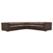 Hooker Furniture Savion 132" Wide Leather Sofa Dark Wood / West Saddlewood