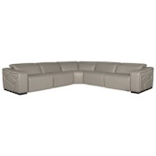 Hooker Furniture Opal 128" Wide Leather 5 Piece Sectional Sofa with 2 Power Recliners Sorrento Dove