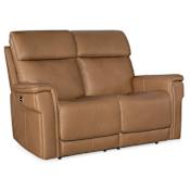 Hooker Furniture Lyra 66" Wide Leather Power Loveseat with USB Port Sahara Sandalwood