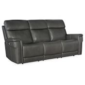 Hooker Furniture Lyra 90" Wide Leather Power Sofa with Power Headset Sahara Dorian Gray
