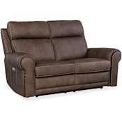 Hooker Furniture Duncan 66" Wide Leather Loveseat with Zero Gravity Power Recline Kalahari Bark