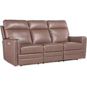 Hooker Furniture Twain 85" Wide Leather Sofa with Lumbar Control Umber
