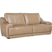 Hooker Furniture Wayward 92" Wide Leather Sofa with Power Recline Latte / Dark Wood