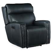 Hooker Furniture Ruthe 37" Wide Leather Club Power Recliner with Power Headset Salvo Denim