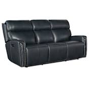 Hooker Furniture Ruthe 81" Wide Leather Power Sofa with Hidden Console Salvo Denim