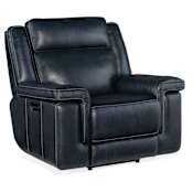 Hooker Furniture Montel 44" Wide Leather Club Power Recliner with Adjustable Lumbar Cosmos Cobalt