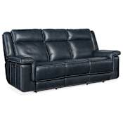 Hooker Furniture Montel 88" Wide Leather Power Sofa with Power Headset Cosmos Cobalt