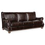 Hooker Furniture William 97" Wide Leather Sofa Derrick Burnt Umber