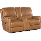 Hooker Furniture Somers 70" Wide Leather Loveseat with Zero Gravity Power Recline Denver Coffee
