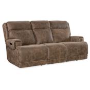 Hooker Furniture Wheeler 83" Wide Leather Sofa with Powered Headrest Seville Timer