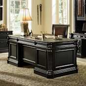 Hooker Furniture Telluride 76" Wide Handsome Traditional Executive Style Home Office Desk Black with Red Rub-Through