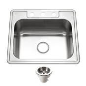 Houzer Glowtone 25" Drop In Single Basin Stainless Steel Kitchen Sink with Basket Strainer Stainless Steel