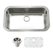 Houzer Belleo 31-1/2" Drop In Single Basin Stainless Steel Kitchen Sink with Basin Rack and Basket Strainer Stainless Steel