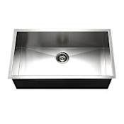 Houzer Contempo 32" Undermount Single Basin Stainless Steel Kitchen Sink with Basin Rack and Basket Strainer Stainless Steel
