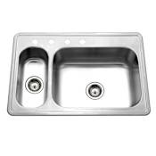 Houzer Legend 33" Drop In Double Basin Stainless Steel Kitchen Sink with Basket Strainer Stainless Steel