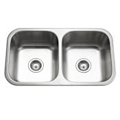 Houzer Medallion Classic 31-1/2" Undermount Double Basin Stainless Steel Kitchen Sink with Basket Strainer Stainless Steel