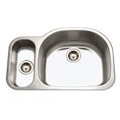 Houzer Medallion Designer 32" Undermount Double Basin Stainless Steel Kitchen Sink with Basket Strainer Stainless Steel
