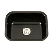 Houzer Porcela 22-3/4" Undermount Single Basin Porcelain, Stainless Steel Kitchen Sink Black