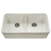 Houzer Platus 32-3/16" Farmhouse Double Basin Fireclay Kitchen Sink Biscuit